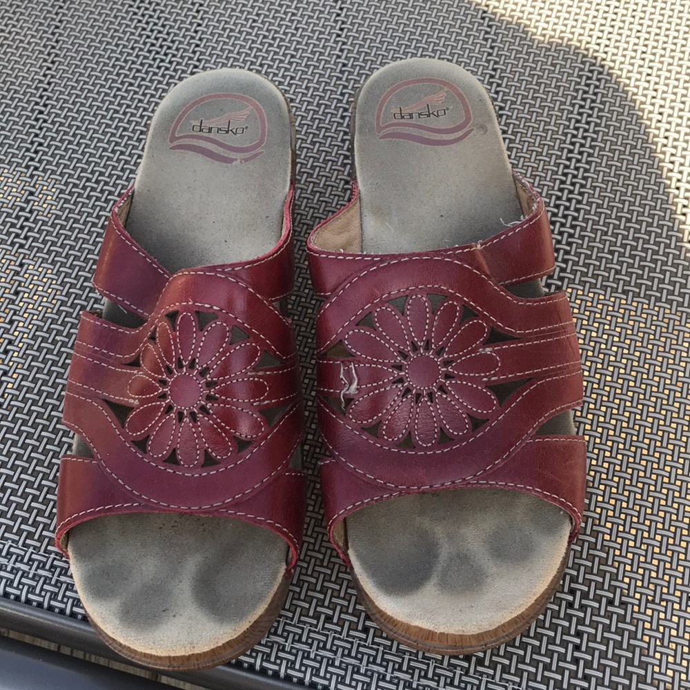 Ruby colored dansko sandals